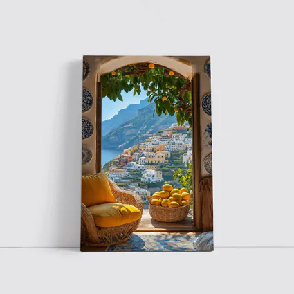 Amalfi Coast View Lemon Basket Yellow Chair