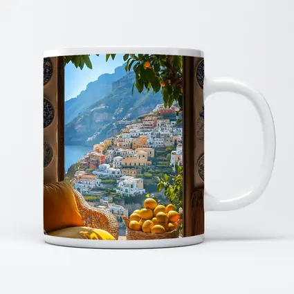 Amalfi Coast View Lemon Basket Yellow Chair
