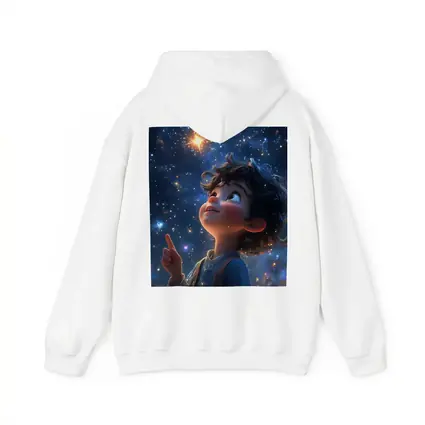 Cartoon Boy Pointing At Starry Night Sky