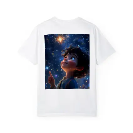 Cartoon Boy Pointing At Starry Night Sky
