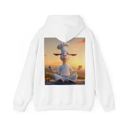 Meditating Goat Chef Sunset Sky Background