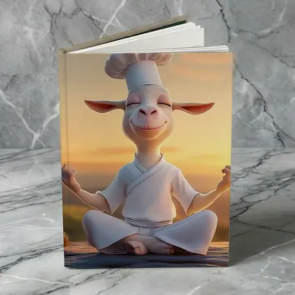 Meditating Goat Chef Sunset Sky Background