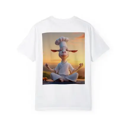 Meditating Goat Chef Sunset Sky Background