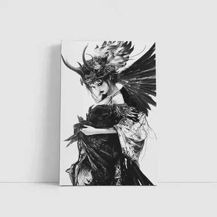 Dark Gothic Woman Black Feathers Fantasy Art