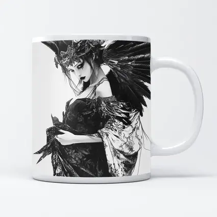 Dark Gothic Woman Black Feathers Fantasy Art
