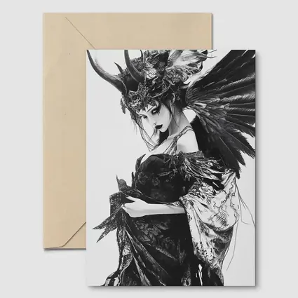 Dark Gothic Woman Black Feathers Fantasy Art