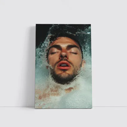 Man Emerging From Water Eyes Closed