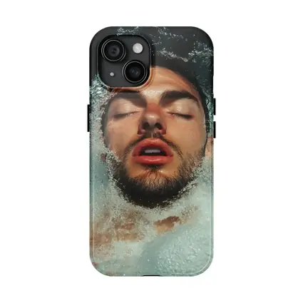 Man Emerging From Water Eyes Closed