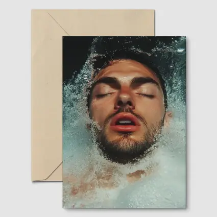 Man Emerging From Water Eyes Closed