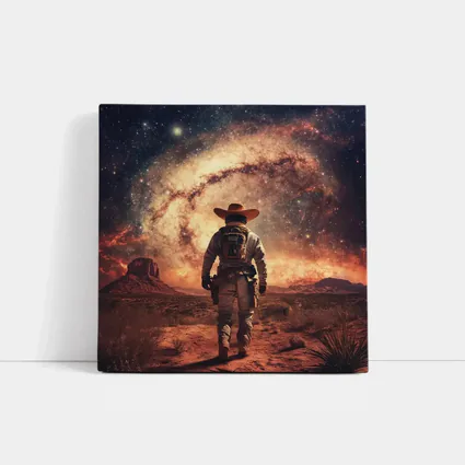 Space Cowboy Walking Through Desert Galaxy