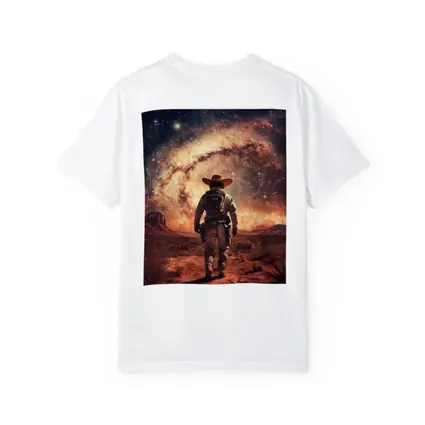 Space Cowboy Walking Through Desert Galaxy