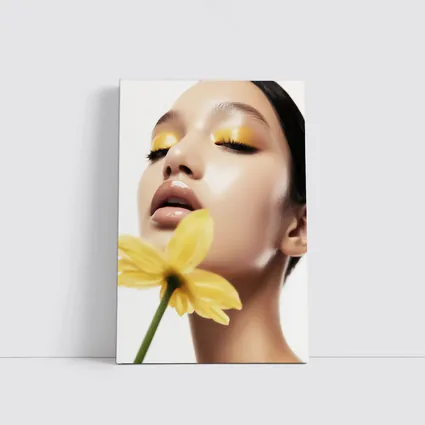 Woman Yellow Eye Makeup Flower Beauty
