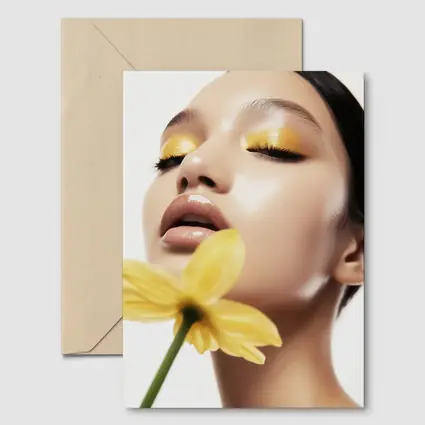 Woman Yellow Eye Makeup Flower Beauty