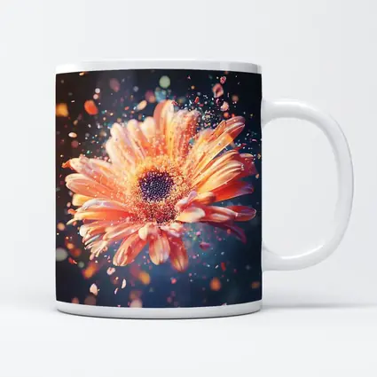 Exploding Gerbera Daisy Orange Bokeh Background