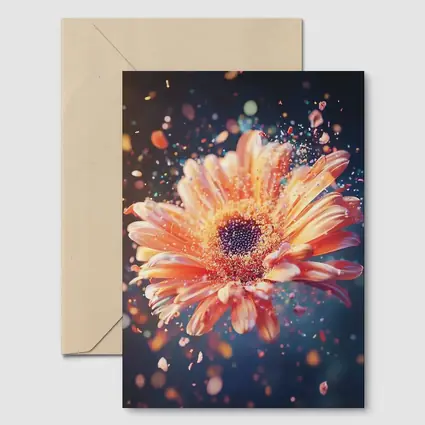 Exploding Gerbera Daisy Orange Bokeh Background