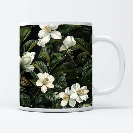 White Magnolia Flowers Dark Green Botanical