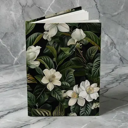 White Magnolia Flowers Dark Green Botanical