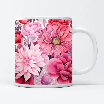 Pink Peonies Dahlias Floral Watercolor Art