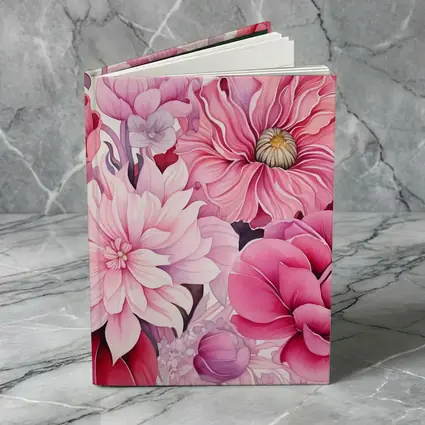 Pink Peonies Dahlias Floral Watercolor Art