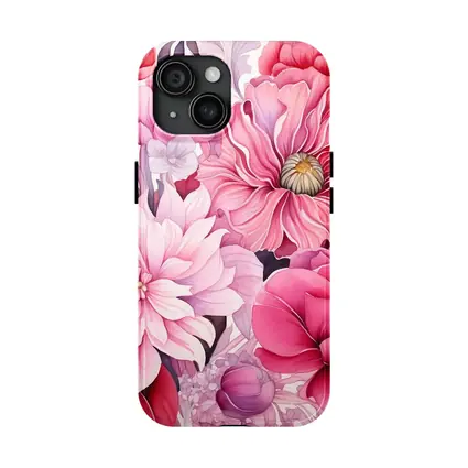 Pink Peonies Dahlias Floral Watercolor Art