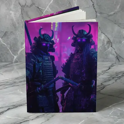 Neon Samurai Warriors Dark Cyberpunk City Street