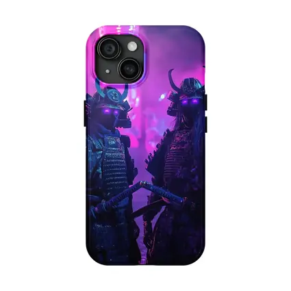 Neon Samurai Warriors Dark Cyberpunk City Street
