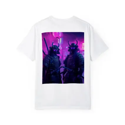 Neon Samurai Warriors Dark Cyberpunk City Street