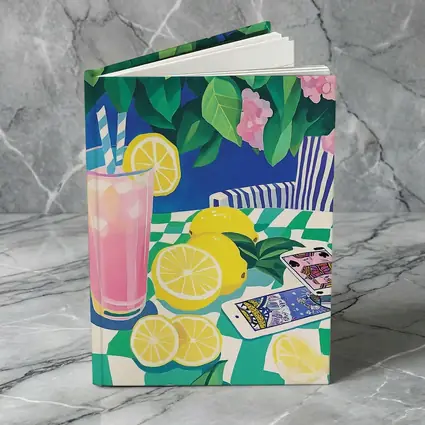 Pink Lemonade Still Life Checkered Table Art