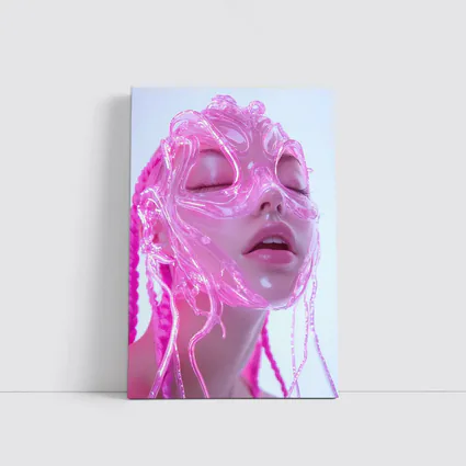 Pink Futuristic Transparent Face Mask Woman