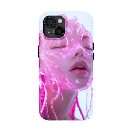 Pink Futuristic Transparent Face Mask Woman
