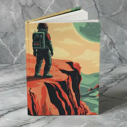 Astronaut Standing On Red Planet Cliff