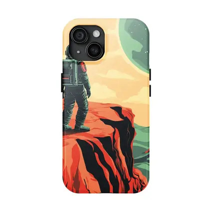 Astronaut Standing On Red Planet Cliff