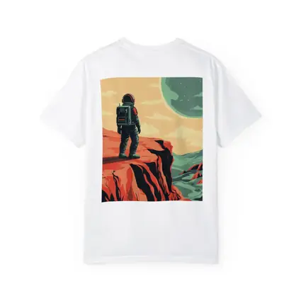 Astronaut Standing On Red Planet Cliff