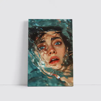 Woman Emerging From Blue Water Portrait