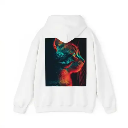 Neon Lit Kitten Dark Background Portrait