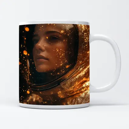 Woman Astronaut Golden Cosmic Glitter Portrait