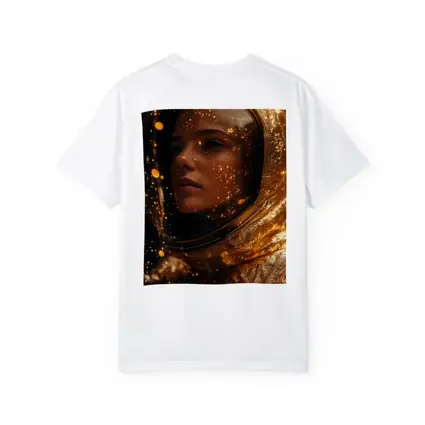 Woman Astronaut Golden Cosmic Glitter Portrait