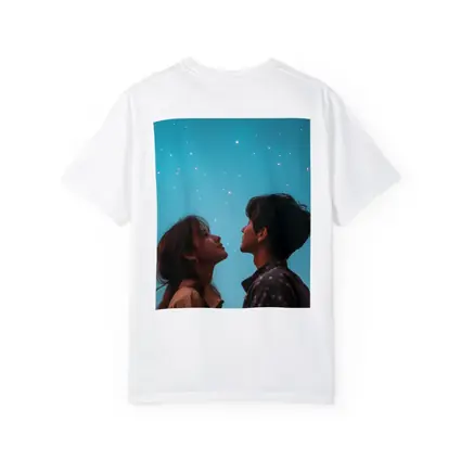 Couple Gazing Up at Starry Blue Sky