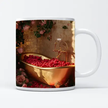 Gold Bathtub Roses Raspberries Luxury Interior