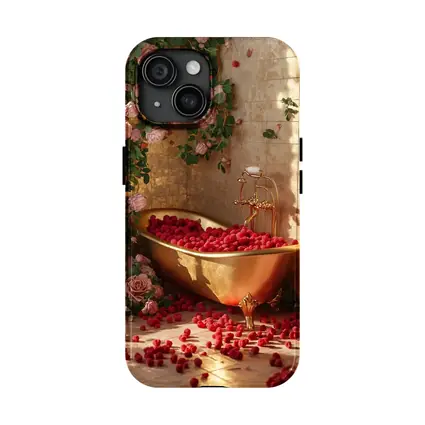 Gold Bathtub Roses Raspberries Luxury Interior
