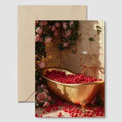 Gold Bathtub Roses Raspberries Luxury Interior