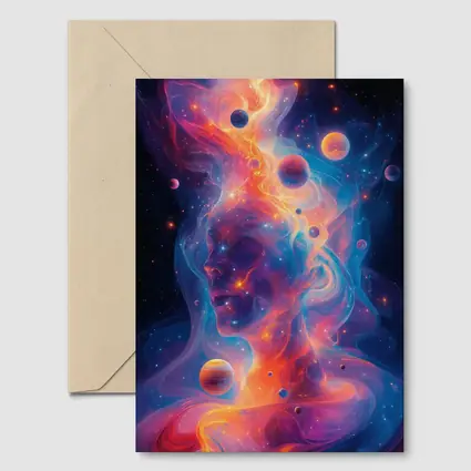 Cosmic Human Figure Swirling Nebula Space Art