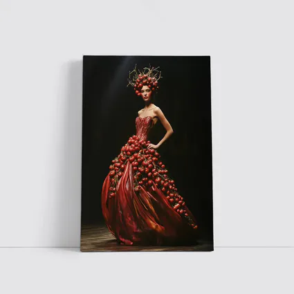 Woman Tomato Dress Fashion Dark Background
