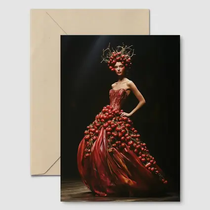 Woman Tomato Dress Fashion Dark Background
