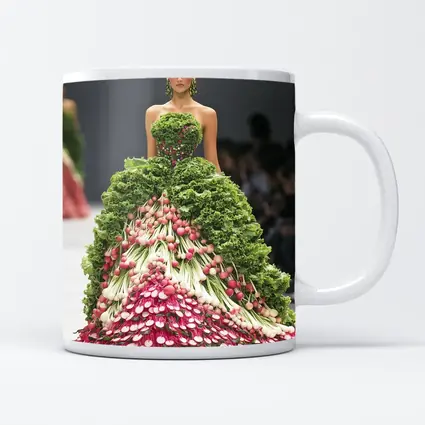 Fashion Model Wearing Vegetable Gown Runway