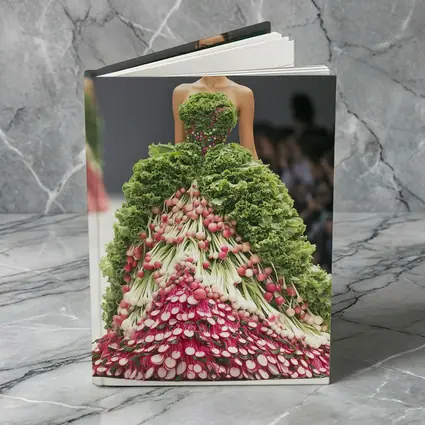 Fashion Model Wearing Vegetable Gown Runway