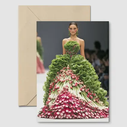Fashion Model Wearing Vegetable Gown Runway