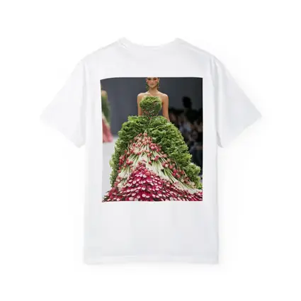 Fashion Model Wearing Vegetable Gown Runway