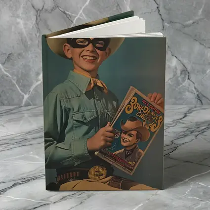 Retro Boy Cowboy Mask Comic Book Art