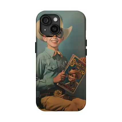 Retro Boy Cowboy Mask Comic Book Art